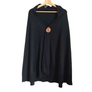 Katie Todd Womens Poncho One Size fits all Shawl Cardigan Black Fall Wrap